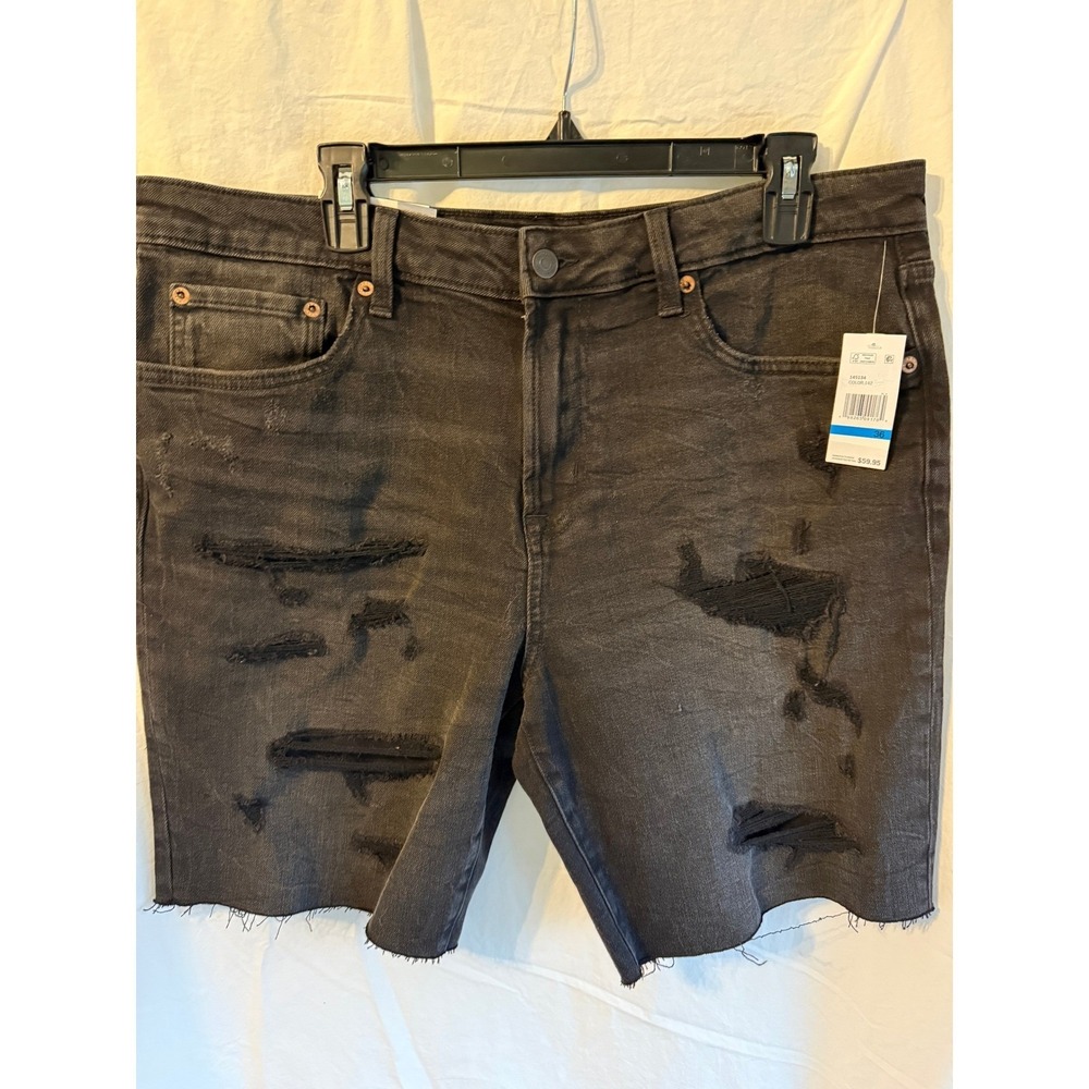 Aeropostale Mens Distressed Denim Shorts Black Aero2 Premium Air 36W NWT